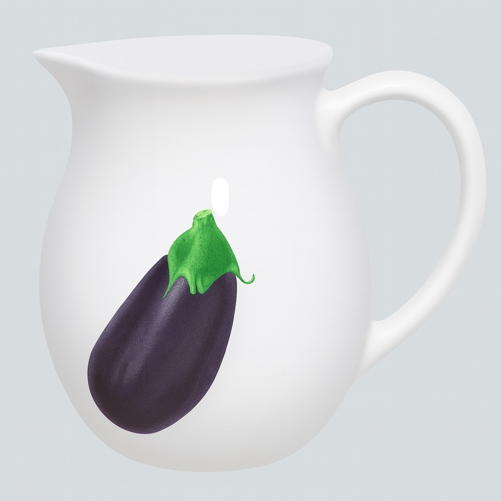 Vintage Fapor Portugal Ceramic Pitcher – Eggplant Design